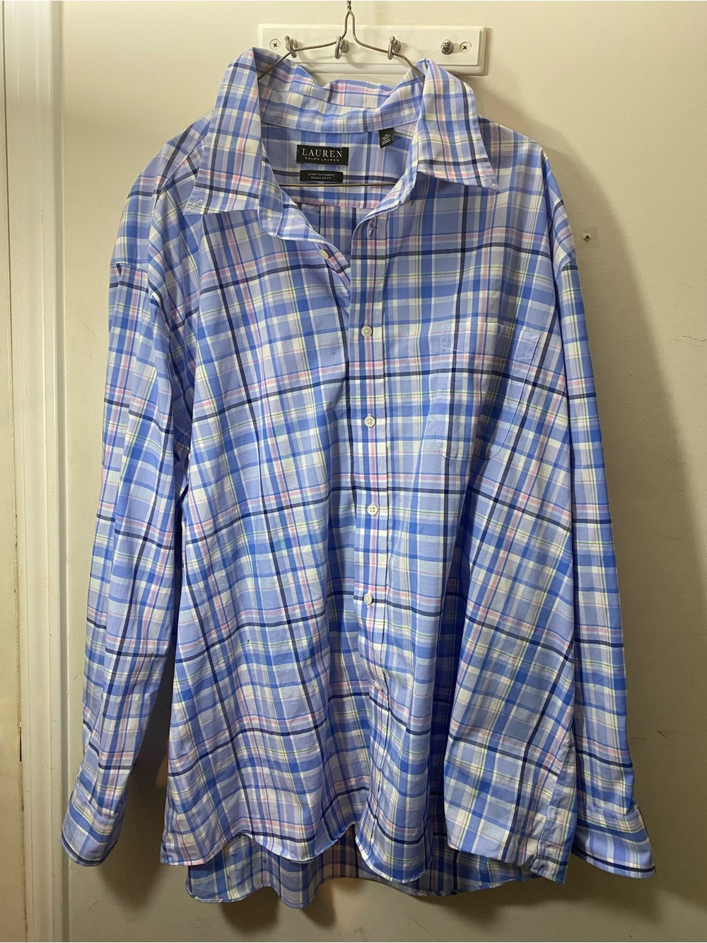 Ralph Lauren Light Blue and White Plaid Button-Down Shirt